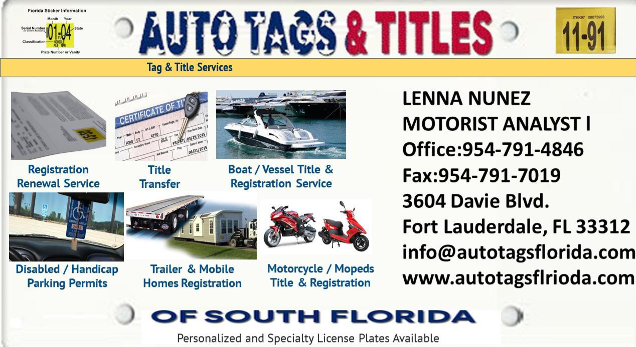 Services offered by Auto Tags & Titles of South Florida