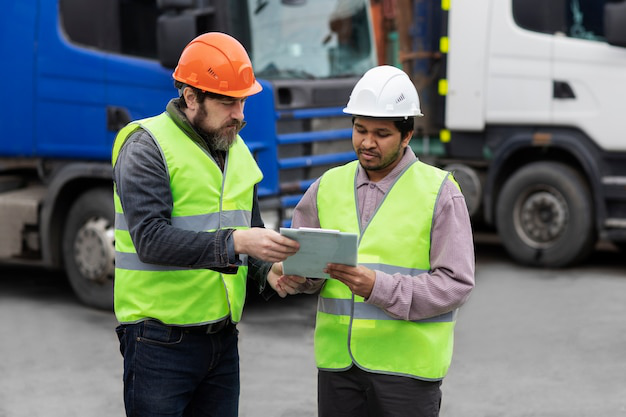 An auto tag agency expert talking to a fleet manager