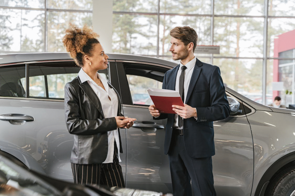 A person turning to an auto title expert for title help in Davie