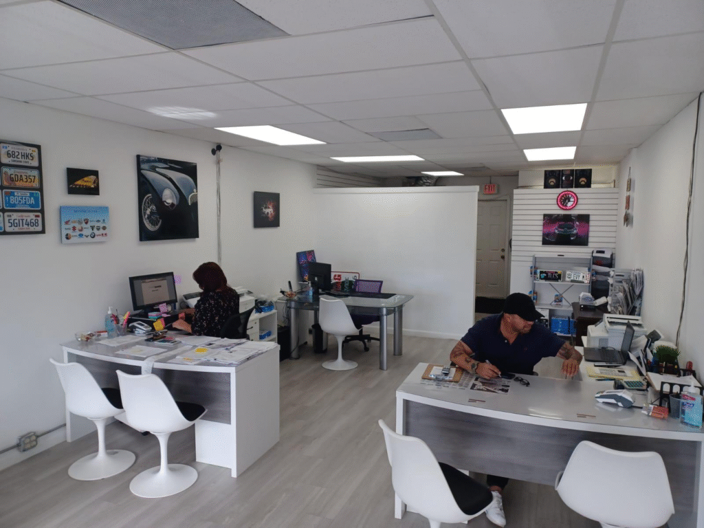 Tag dealer professionals at an auto tag agency