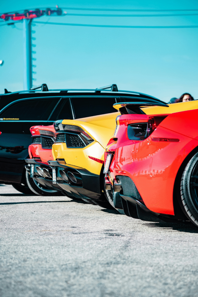 A row of cars parked