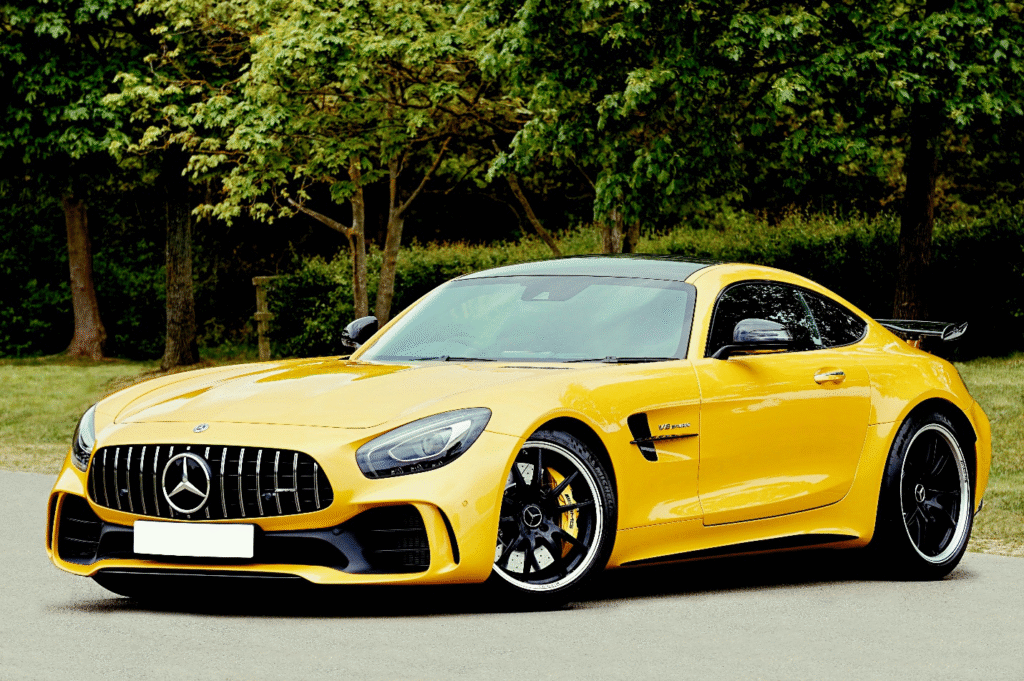 A yellow car