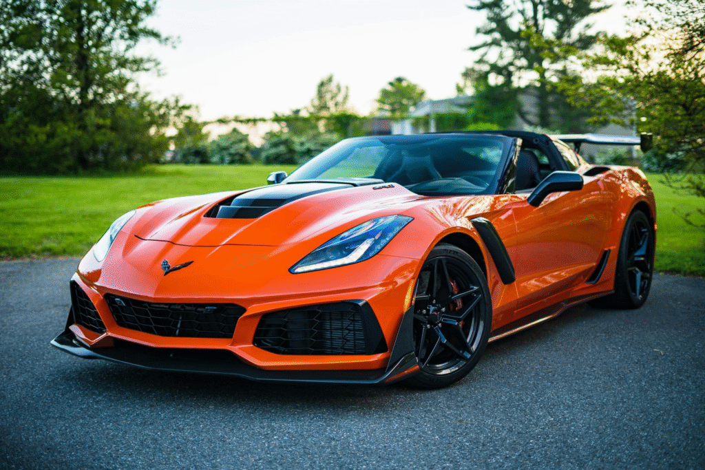 An orange car