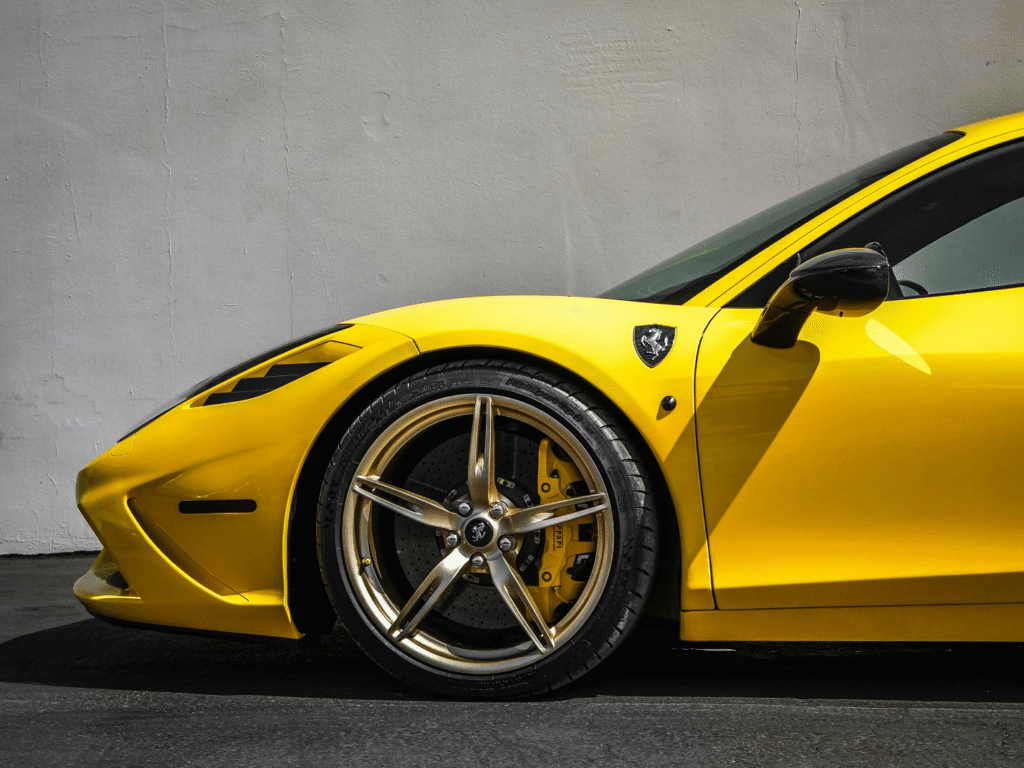 A picture of a modern yellow car