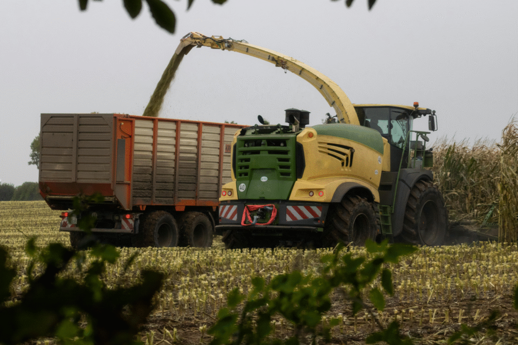 Agricultural trucks and equipment operating in a field in Florida