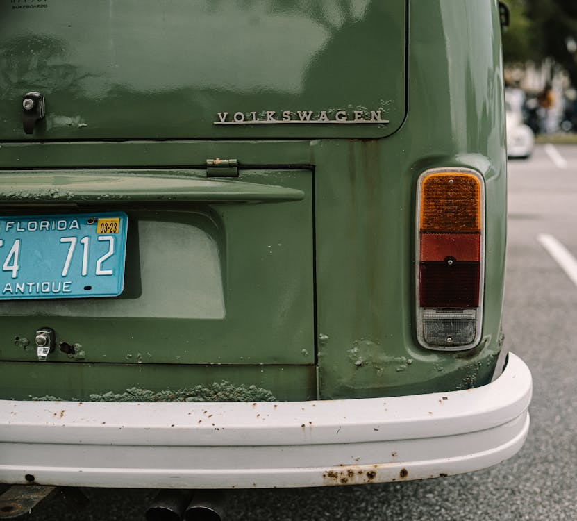 Green Volkswagen with a Florida license plate
