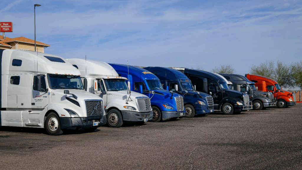 A fleet of agriculture trucks