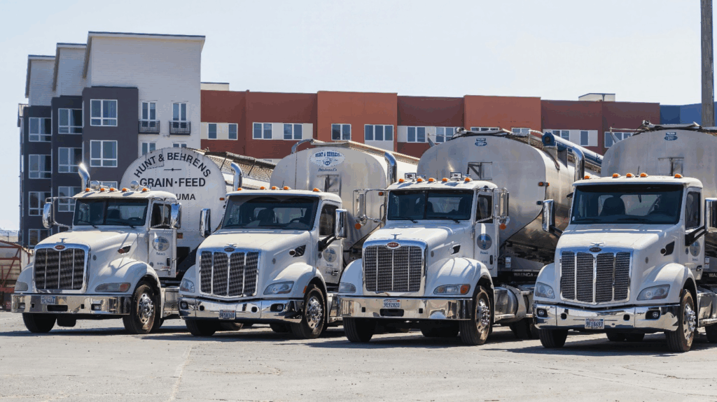 A fleet of agriculture trucks