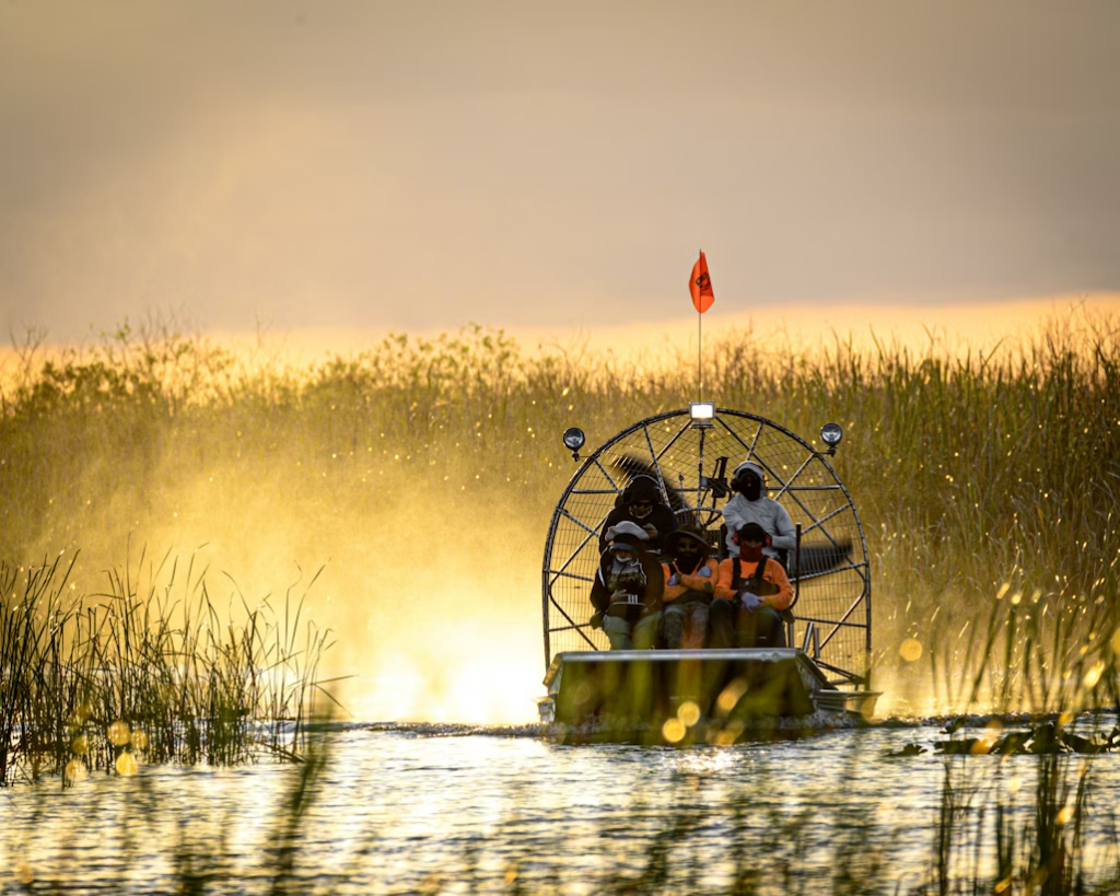 People in an airboat