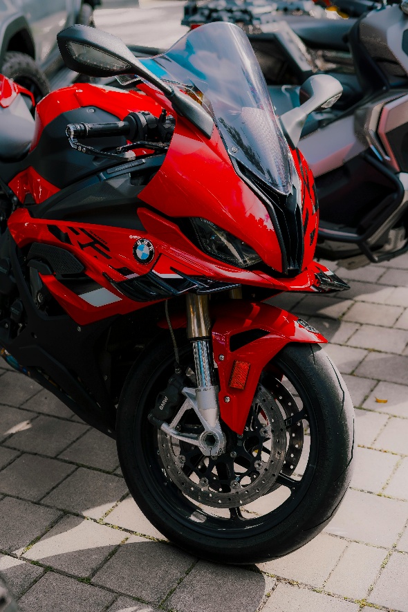 A red motorbike parked