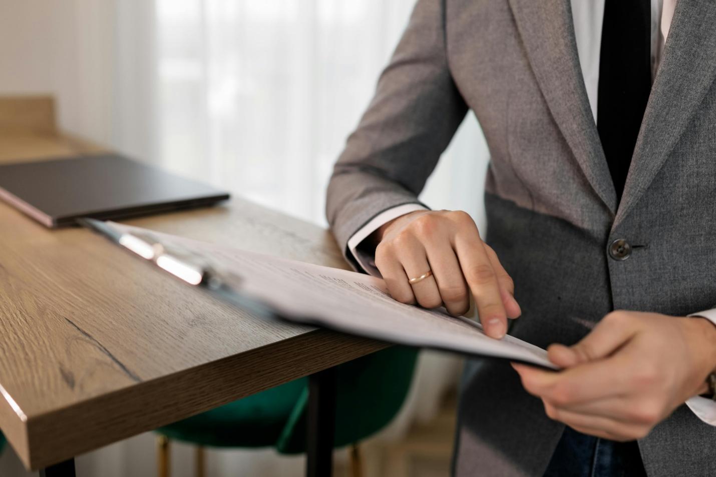A person reading a document