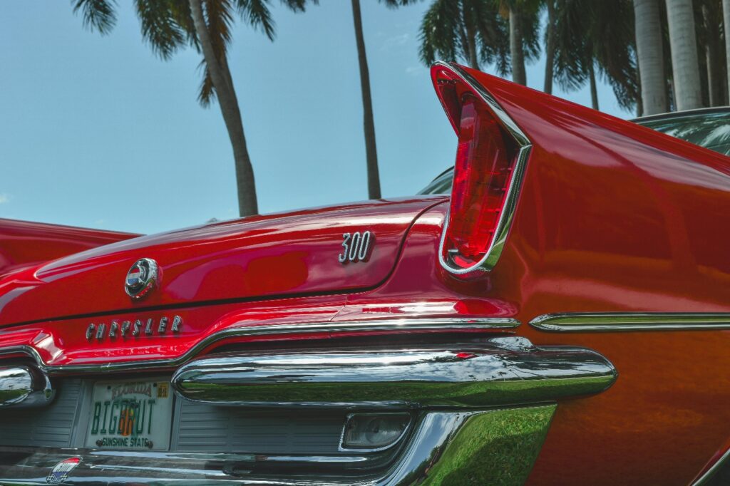 A red antique car