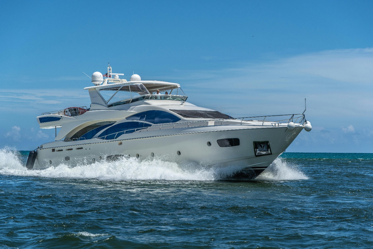 A luxury yacht moving on the sea