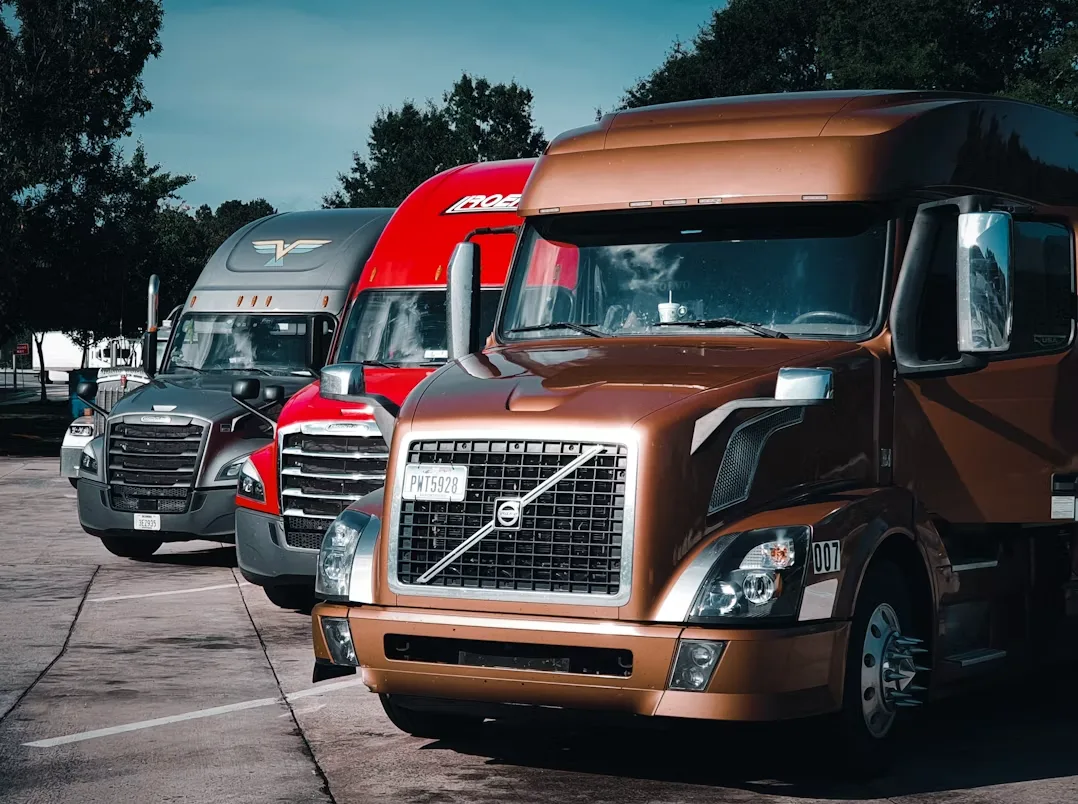 Three trucks in a row