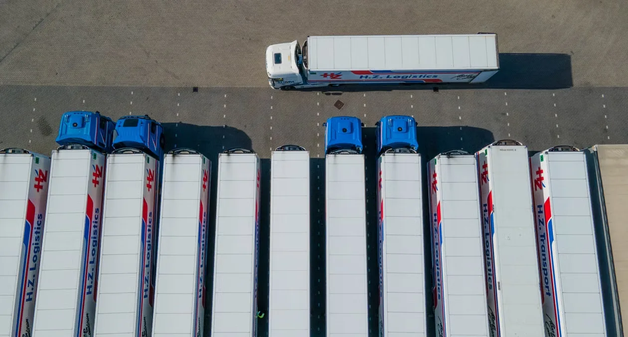 Trucks in a row