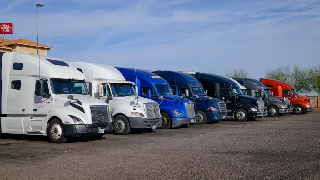 Trucks parked in a row